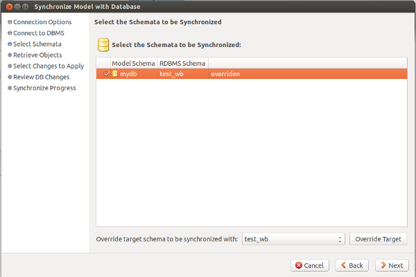 MySQL Workbench sync