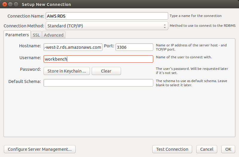 mysql workbench configure