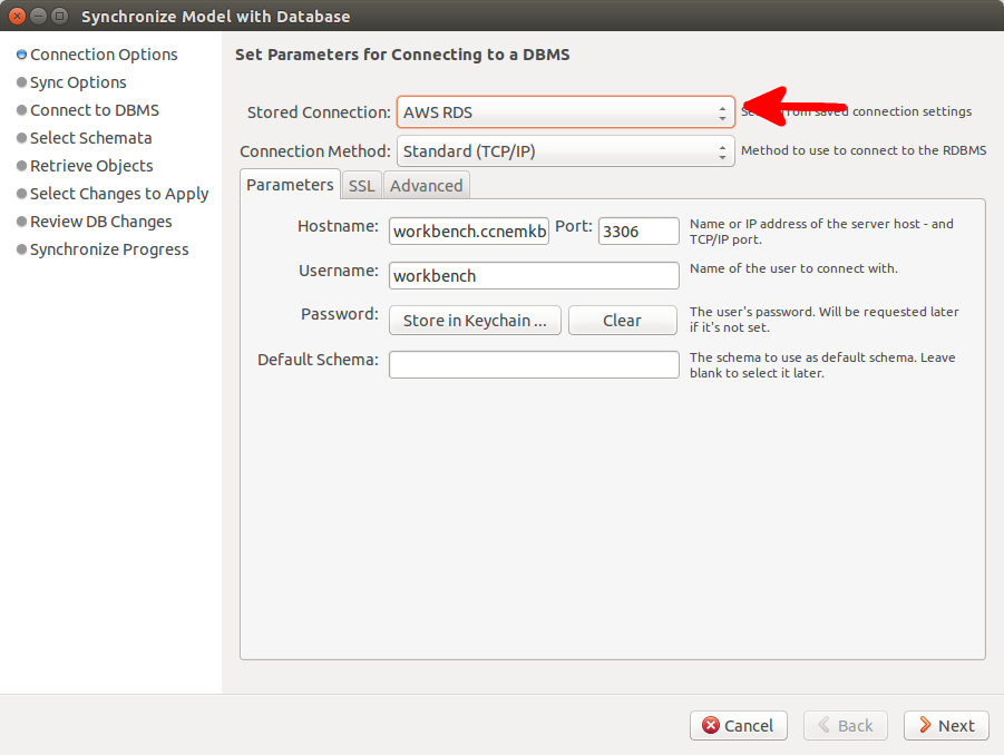 mysql workbench connect